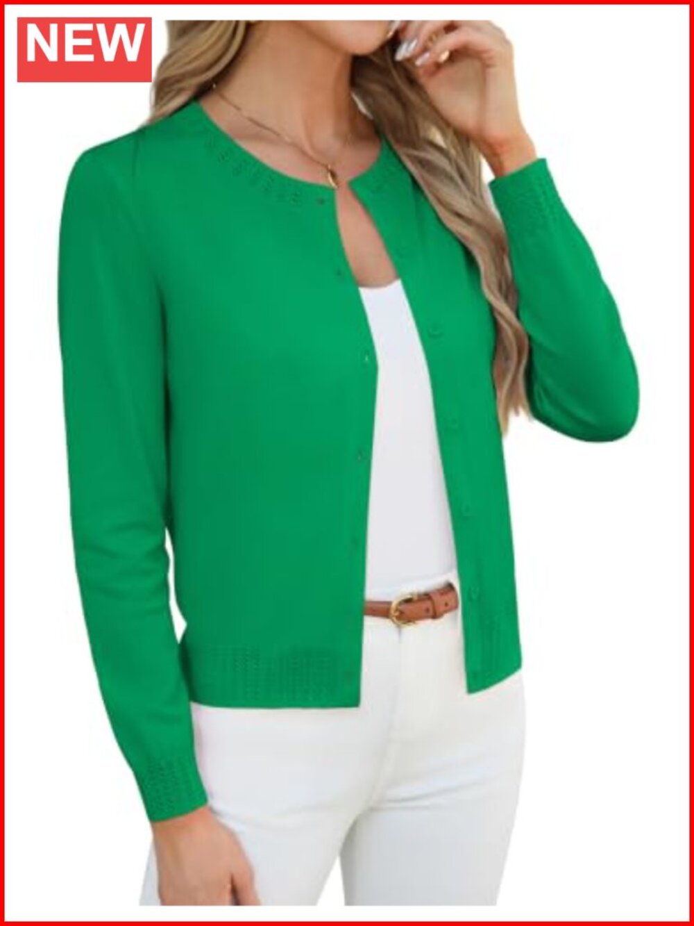Cropped Cardigan Sweater Lightweight Button-Up Long Sleeve Shrug